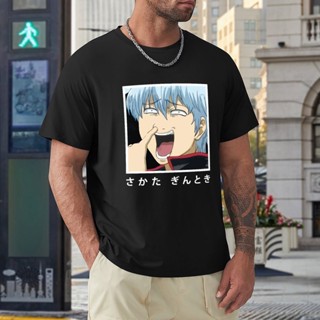 เสื้อยืดสไตล์เกาหลี Gintama อะนิเมะ Sakata Gintoki คางุระคลาสสิกตลกพิมพ์ฤดูร้อนแขนสั้นบาง 100% ผ้าฝ้ายหลวมสบาย ๆ เส_07