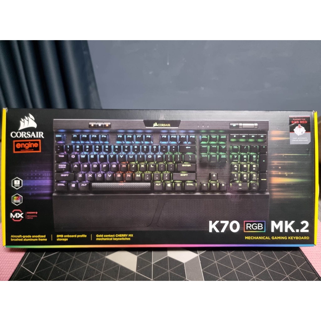 [มือสอง สภาพใหม่] Corsair K70 MK.2 Cherry Mx Red Switch EN/TH Shopee