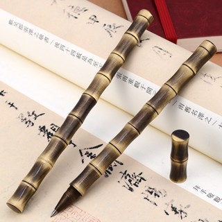 CNEDC Vintage Handmade Brass Pen Bamboo Knot Pen Business Signature Pen Gel Pen