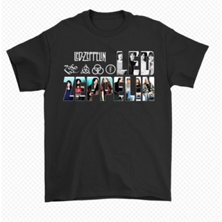 Led Zeppelin Jimmy Page Guitar Photo Zoso Back Black T-Shirt NEW cotton waffle shirt t shirt for men Gildan