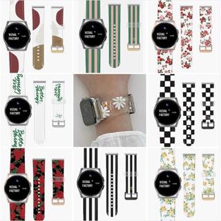 Vizual Factory / pattern band strap (17 types) for Galaxy Watch watch 1 2 3 4 5 classic pro active 20mm flower stripe clear letter cute character korea