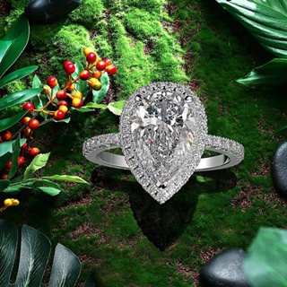 แหวนแต่งงาน ประดับเพชรเพทาย รูปหยดน้ํา สร้างสรรค์ แวววาว แฟชั่นสําหรับผู้หญิง