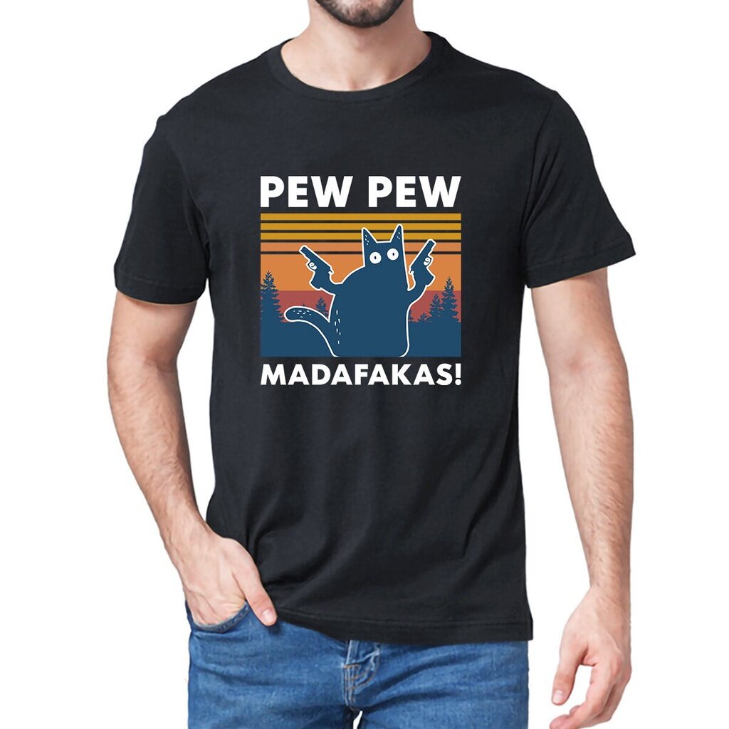 2022pew-madafakas-t-shirt-novelty-funny-cat-vintage-crew-neck-suเสื้อยืด
