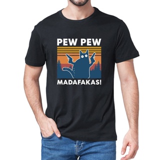 2022Pew Madafakas T Shirt Novelty Funny Cat Vintage Crew Neck Suเสื้อยืด
