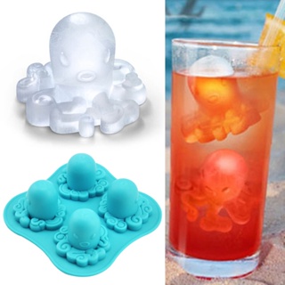 【AG】Silicone 4 Grids Octopus Pattern Frozen Ice Cube Trays Jerry DIY Mold Maker