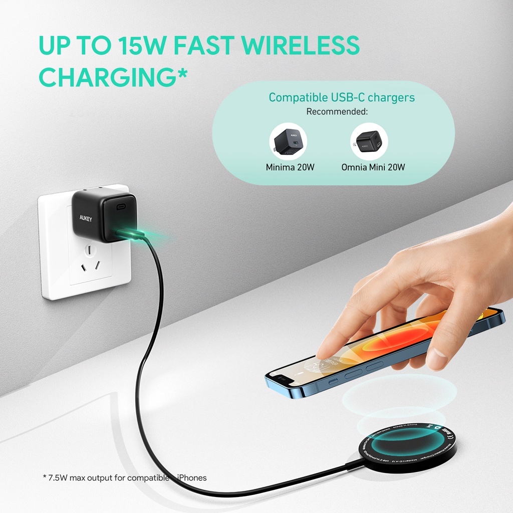 แถมฟรี-หัวปลั๊ก-20-วัตต์-aukey-lc-a1s-pa-f1s-แท่นชาร์จไร้สาย-aircore-wireless-charger-15w-magnetic-qi-certified-รุ่น-lc-a1s