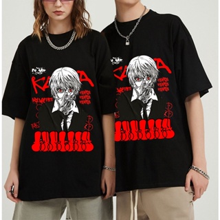 เสื้อยืดท็อป คอกลม แบบนิ่ม พิมพ์ลายการ์ตูนอนิเมะ Kawaii Hunter Hunter Killua Zoldyck สําหรับผู้ชาย_05