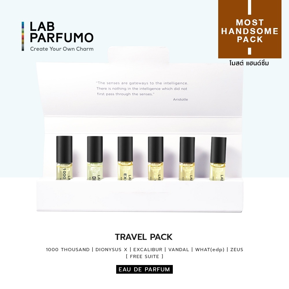 ภาพหน้าปกสินค้าMost Handsome Pack by LAB Parfumo : น้ำหอมสำหรับผู้ชาย (EDP) แพ็ค 6 หลอดๆ ละ 4 ml แถมฟรี กลิ่น Suite (4ml) 1 หลอด จากร้าน labparfumo บน Shopee