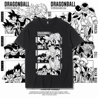 ผ้าฝ้ายแท้เสื้อยืดแขนสั้น ผ้าฝ้ายแท้ พิมพ์ลายดราก้อนบอล Buo Freeza Vegeta Goku Super Saiyan สําหรับผู้ชายS-4XL_04