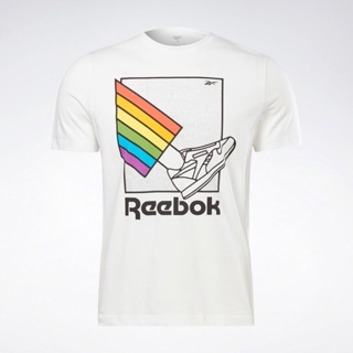 Reebok Reebok เสื้อยืดลําลอง แขนสั้น พิมพ์ลายสายรุ้ง ใส่สบาย เข้ากับทุกการแต่งกาย สําหรับคู่รัก เล่นกีฬา