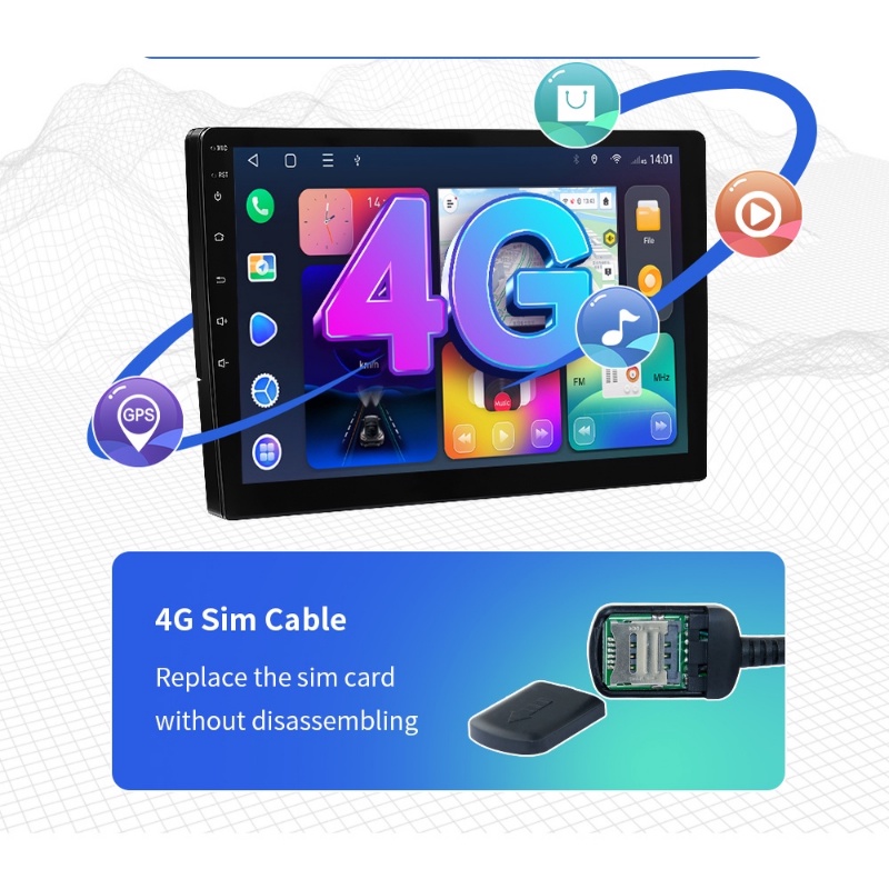 4g-64g-8core-เครื่องเล่น-android-1280-720p-gps-นําทาง-carplay-4g-dsp-android-11-วิทยุรถยนต์