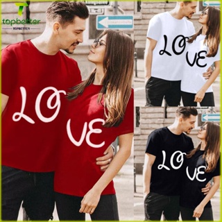 เสื้อยืดแขนสั้น พิมพ์ลาย LOVE เหมาะกับของขวัญวันวาเลนไทน์ แฟชั่นฤดูร้อน สําหรับผู้หญิง และผู้ชาย (S-3XL)_05