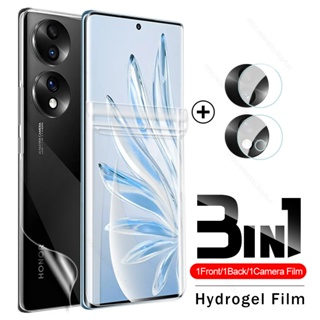 3in1 ฟิล์มไฮโดรเจลนิ่ม กันรอยหน้าจอ ป้องกันเลนส์กล้อง หน้า หลัง สําหรับ Huawei Honor 70 5G Honor 70 Pro Plus 70Pro+ 50Pro 50SE Honor50 Honor70