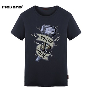Flevans Summer Brand Clothing T Shirts Marvel Son Of Odin Thor Hammer Print Men&amp;#39_01