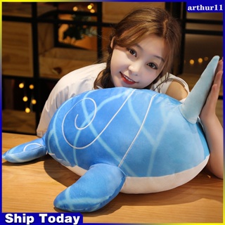 Arthur หมอนตุ๊กตานุ่ม รูปปลาวาฬ สีฟ้า ขนาด 40 ซม.