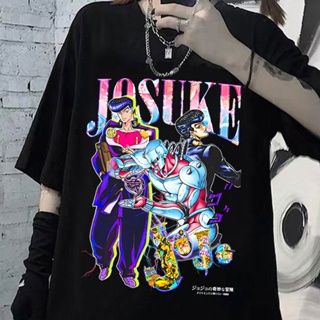 T-Shirt【เสื้อยืดพลัสไซซ์】เสื้อยืดแขนสั้น พิมพ์ลายอนิเมะ Josuke Higashikata Jojo Bizarre Adventure Diamond สไตล์ญี่ปุ่น ฮ