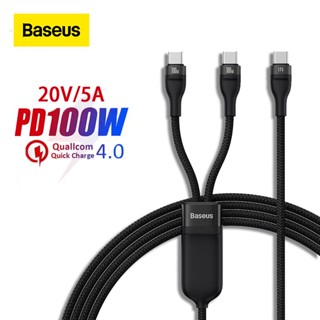 Baseus 2 In 1 สายชาร์จ Type C 100W PD Type C เป็น Usb C QC 4.0 ชาร์จเร็ว สําหรับ POCO Xiaomi Samsung