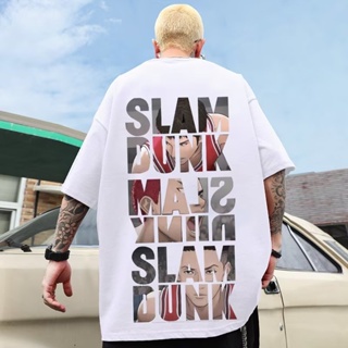 Street Wear Japanese Slam Dunk Character Printed Short-Sleeved T-Shirt Men Women Teenage Trendy Fashion Large Size _07