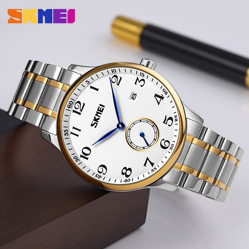 skmei-นาฬิกาข้อมือควอตซ์แฟชั่น-สายแสตนเลส-กันน้ํา-หรูหรา-สไตล์นักธุรกิจ-สําหรับบุรุษ