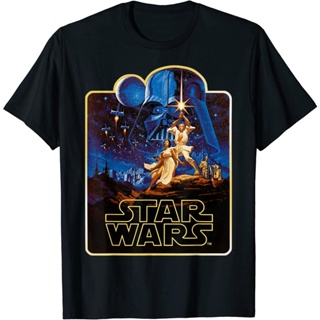 ผ้าฝ้ายแท้เสื้อยืดแขนสั้น พิมพ์ลายโปสเตอร์ Star Wars A New Hope Luke &amp; Leia สไตล์วินเทจ แฟชั่นสําหรับผู้ชาย และผู้ห_05