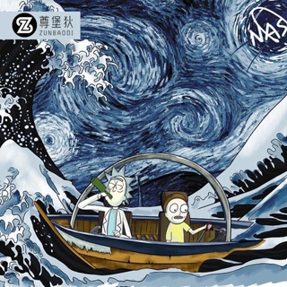 เสื้อยืด NASA co-branded Rick and Morty เสื้อยืดญี่ปุ่น Ukiyo Kanagawa surf graffiti เสื้อผ้าแขนสั้นผู้ชาย เสื้อยืด_25