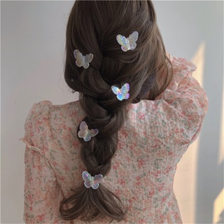 【AG】Hair Clip Fairy Temperament Elegant 3D Effect Sweet Hair Accessories High Gloss Holographic Transparent Butterflies Braid Decorative Clip for Summer