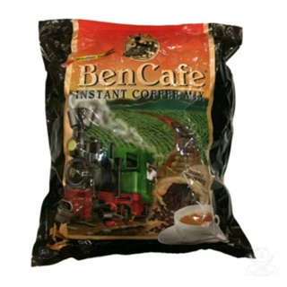 (พร้อมส่ง) Ben Cafe Instant Coffee Mix 3in1 กาแฟตราหัวรถไฟ ห่อใหญ่ขนาด50ซอง×20กรัม สินค้านำเข้า