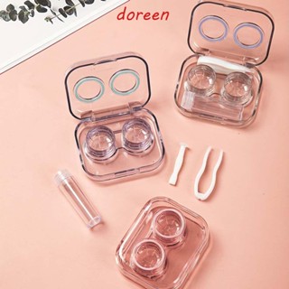 Doreen กล่องคอนแทคเลนส์ ทรงสี่เหลี่ยมผืนผ้า ขนาดพกพา สีโปร่งใส สําหรับใส่คอนแทคเลนส์