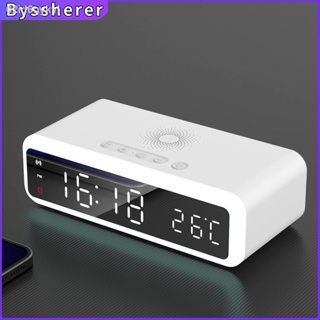 Byssherer นาฬิกาปลุกไฟฟ้า LED,นาฬิกาดิจิตอลตั้งโต๊ะไร้สายพร้อมที่ชาร์จโทรศัพท์กระจกนาฬิกา HD พร้อมหน่วยความจำแบบจับเวลา