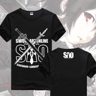 【HOT】เสื้อผ้าอนิเมะ♕❧♦>Sword Art Online เสื้อยืดแขนสั้น Anime Peripheral Clothes Kirito Asuna sao Art Online Sword _05