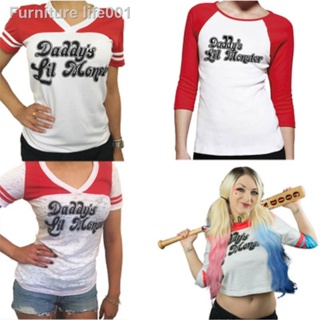 ✁เสื้อยืดคอสเพลย์ Suicide Squad Harley Quinn Daddys Lil Monster สําหรับผู้ใหญ่