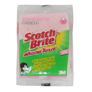 MODERNHOME SCOTCH BRITE แผ่นขัดฟองน้ำ 3x4 นิ้ว สีชมพู ฟองน้ำล้างจาน ใยขัดจาน ฝอยขัดหม้อ