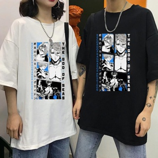 เสื้อยืดผ้าฝ้ายพรีเมี่ยม Hot Manga Record Of Ragnarok Print Tshirt Men Cotton Cool Poseidon T Shirt Anime Clothes Tees