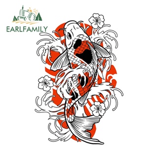 Earlfamily สติกเกอร์ไวนิล ลายกราฟฟิตี้ปลาคาร์พ กันน้ํา สําหรับติดตกแต่งรถยนต์ แล็ปท็อป 13 ซม. x 8.8 ซม.