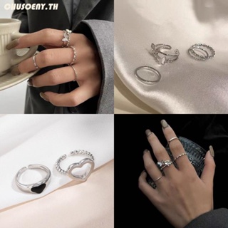 3 ชิ้น / เซต แฟชั่นย้อนยุค แหวนผีเสื้อ สีเงิน พลอยเทียม ปรับได้ แหวนเปิดสนับมือ สําหรับผู้หญิง เครื่องประดับ