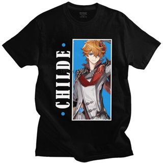 Men t shirt Genshin Impact Childe Tshirt  Short Sleeve Summer T Shirt Novelty Game Anime s Fitted 100% Graphic Tee_05