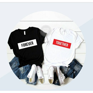 เสื้อคู่รัก เสื้อคู่รักสีขาวดำ Forever&amp;Together [พร้อมส่ง] C089 ตัวละ_05