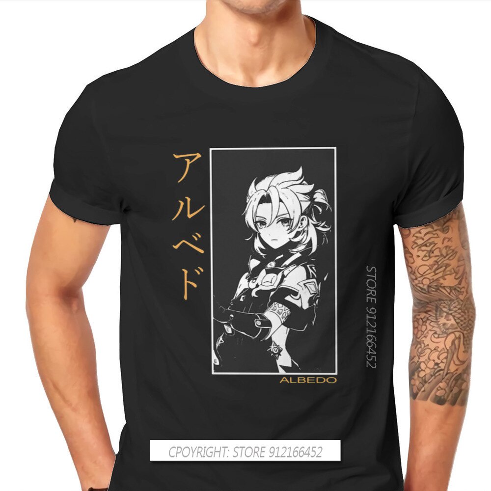 genshin-impact-game-paimon-childe-tshirt-for-men-albedo-humor-leisure-tees-t-shirt-designer-new-design-fluffy-05