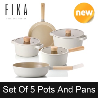 FIKA Induction Set of 5 Pots and Pans Kitchen Cookware Nonstick Coating