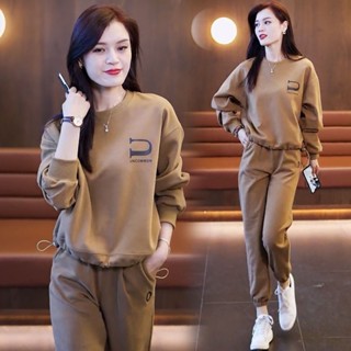 ชุดเสื้อกันหนาว คอกลม ทรงหลวม ขนาดใหญ่ สไตล์เกาหลี แฟชั่นสําหรับสตรี 2023
