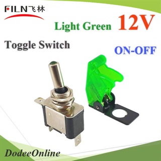 .สวิทช์โยก Toggle Switch ติดหน้าตู้ พร้อมฝาครอบ 20A มีไฟสีเขียว 12V รุ่น Toggle-Switch-12V-Green DD