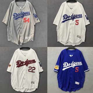 เสื้อคาร์ดิแกนแขนสั้น ทรงหลวม ขนาดใหญ่ ลาย Dodgers Jersey สไตล์ฮิปฮอป สําหรับผู้ชาย และผู้หญิง