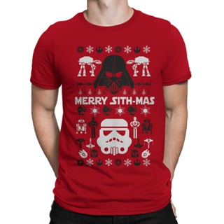 เสื้อยืดคริสต์มาส Soft Star Wars Merry Sith-Mas Christmas Pattern Parody Men T-Shirt_05