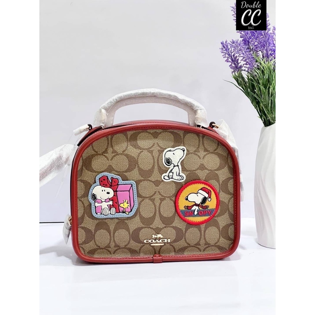 แท้-from-factory-ไม่มีป้ายสีขาว-x-peanuts-lunch-pail-in-signature-canvas-with-patches-ce847