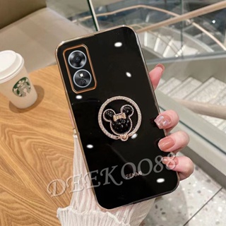 เคสมือถือ ขอบตรง ลายหมีน่ารัก พร้อมแหวนขาตั้ง สําหรับ OPPO A78 A17K 4G 5G 2023 OPPO A17K OPPOA78