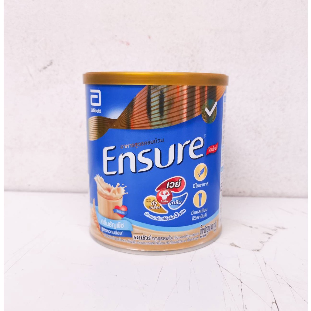 ภาพหน้าปกสินค้าEnsure เอนชัวร์ กลิ่นธัญพืชสูตรหวานน้อย สำหรับผู้ใหญ่ 400 กรัม 1 กระป๋อง จากร้าน ounjaisupercheap บน Shopee