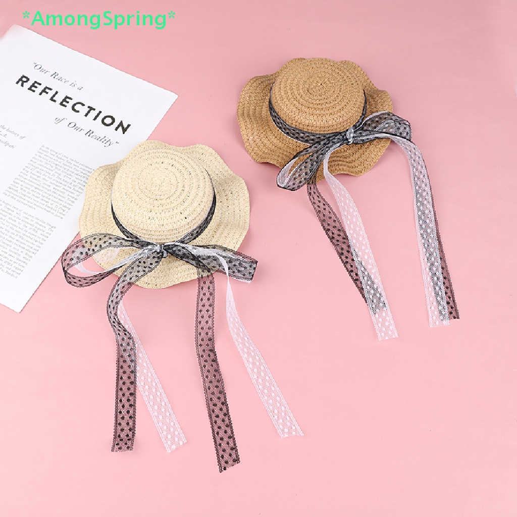 amongspring-gt-หมวกฟางลูกไม้-แฮนด์เมด-1-6-สําหรับตกแต่งตุ๊กตา-1-ชิ้น