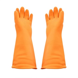 MODERNHOME STRONG MAN ถุงมือยาง ยาว 16 นิ้ว ไซส์ L สีส้ม ป้องกันการกัดกร่อนจากสารเคมี กรด ด่าง ของมีคม หรือการหยิบจับงาน
