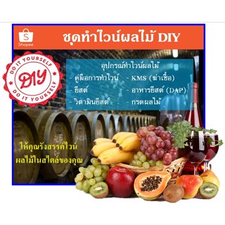 ภาพหน้าปกสินค้าชุดหมักไวน์ Homemade  wine​ kit ทำเครื่องดื่มไวน์ผลไม้จากยีสต์​ ใช้หมักไวน์ผลไม้ขนาด 5 ลิตร​ พร้อมคู่มือการทำไวน์ ซึ่งคุณอาจชอบราคาและรีวิวของสินค้านี้