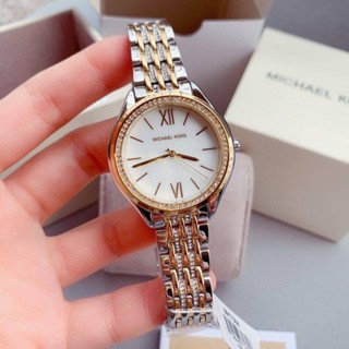 (ผ่อน0%) นาฬิกา สีทูโทนเงินทอง  Michael Kors Womens Mindy Three-Hand Two-Tone Stainless Steel  Watch mk7084 36มม.